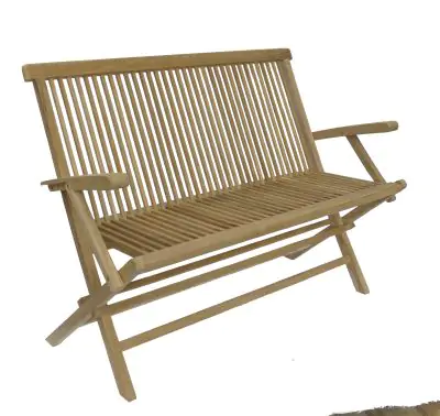 Product image of the product “Bench with Armrest, 89 cm Height | Teak Wood, Natural Finish ”